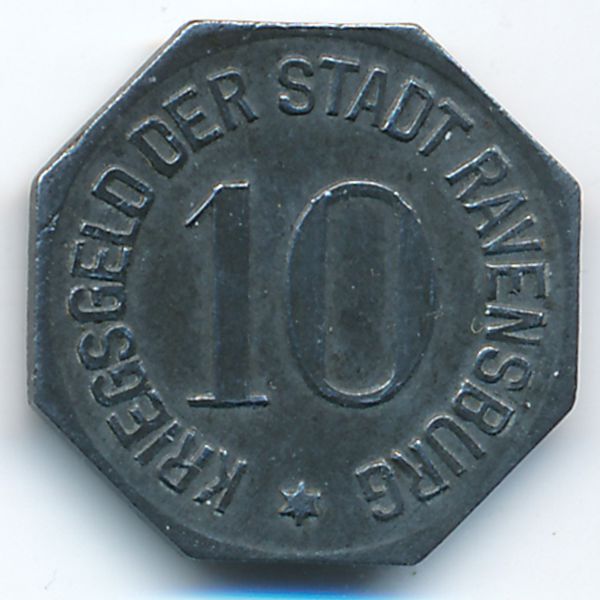 Равенсбург., 10 пфеннигов (1918 г.)