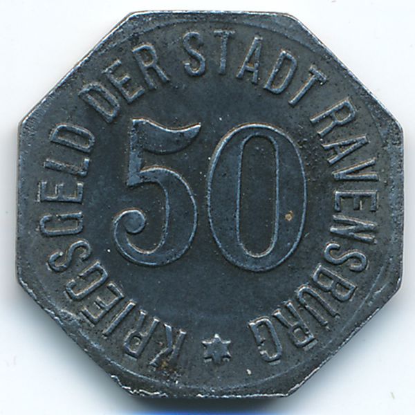 Равенсбург., 50 пфеннигов (1918 г.)