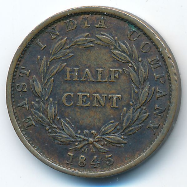 Стрейтс-Сетлментс, 1/2 цента (1845 г.)