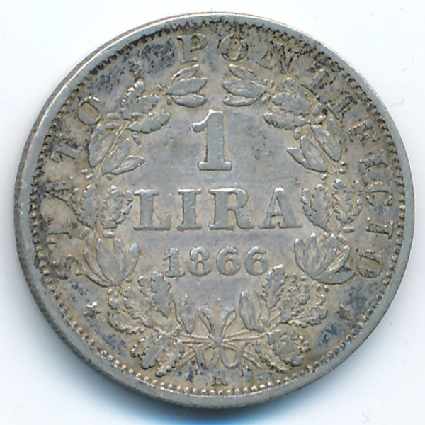 Ватикан, 1 лира (1866 г.)