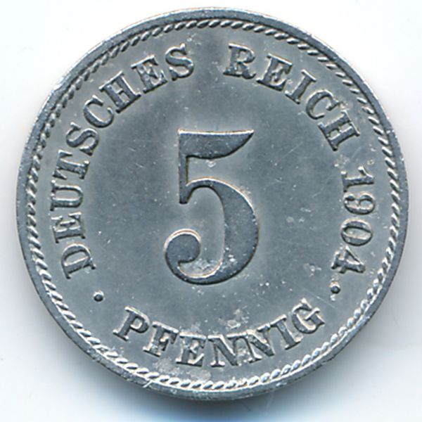 Германия, 5 пфеннигов (1904 г.)