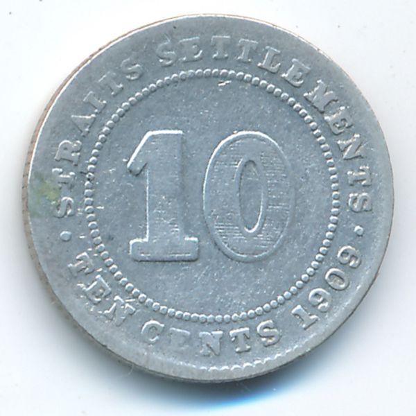 Стрейтс-Сетлментс, 10 центов (1909 г.)