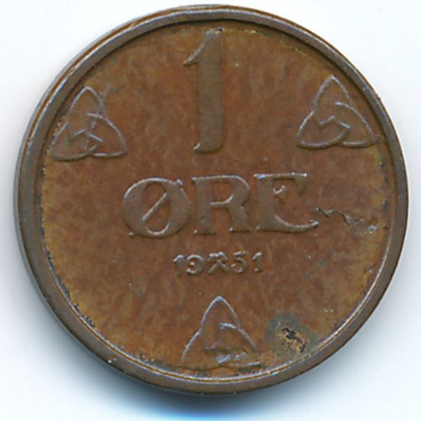 Норвегия, 1 эре (1951 г.)