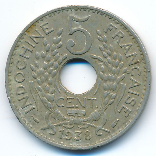 Французский Индокитай, 5 центов (1938 г.)