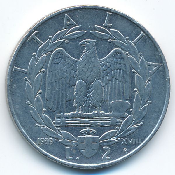 Италия, 2 лиры (1939 г.)