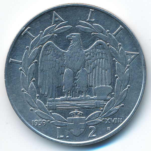 Италия, 2 лиры (1939 г.)