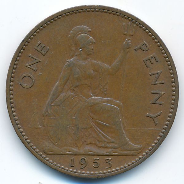 Великобритания, 1 пенни (1953 г.)