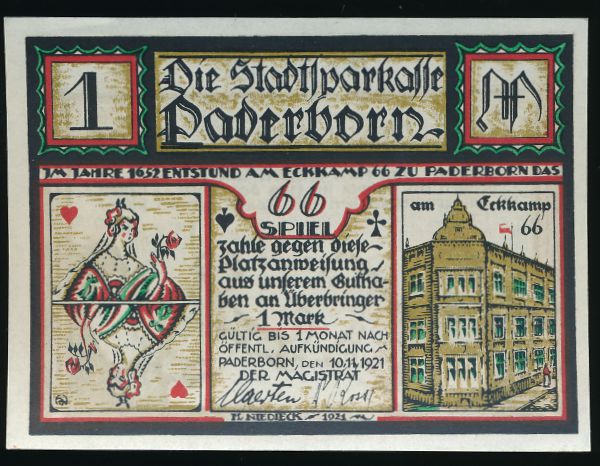 Нотгельды Германии, 1 марка (1921 г.)