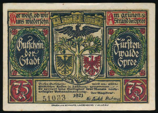 Нотгельды Германии, 75 пфеннигов (1921 г.)