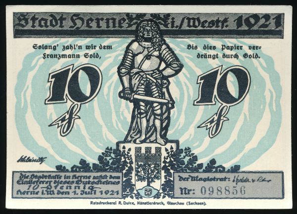 Нотгельды Германии, 10 пфеннигов (1921 г.)