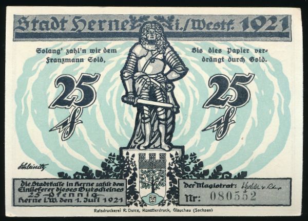 Нотгельды Германии, 25 пфеннигов (1921 г.)