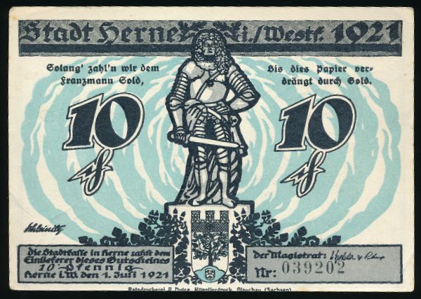 Нотгельды Германии, 10 пфеннигов (1921 г.)