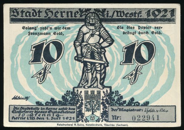 Нотгельды Германии, 10 пфеннигов (1921 г.)