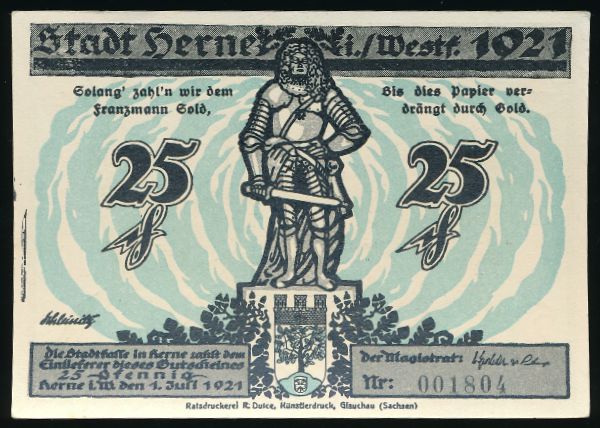 Нотгельды Германии, 25 пфеннигов (1921 г.)