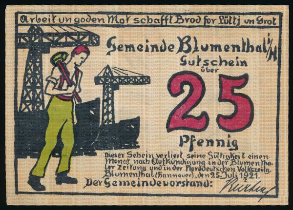 Нотгельды Германии, 25 пфеннигов (1921 г.)