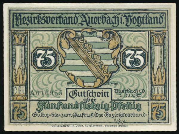 Нотгельды Германии, 75 пфеннигов (1921 г.)