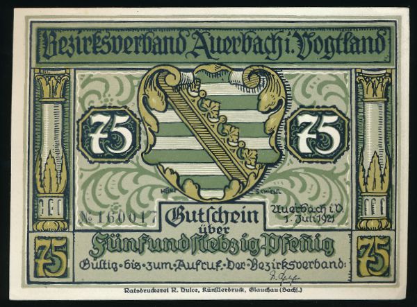 Нотгельды Германии, 75 пфеннигов (1921 г.)