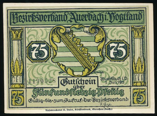 Нотгельды Германии, 75 пфеннигов (1921 г.)