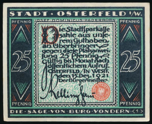 Нотгельды Германии, 25 пфеннигов (1921 г.)