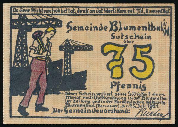 Нотгельды Германии, 75 пфеннигов (1921 г.)