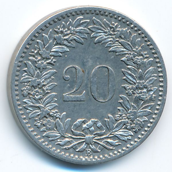 Швейцария, 20 раппенов (1887 г.)