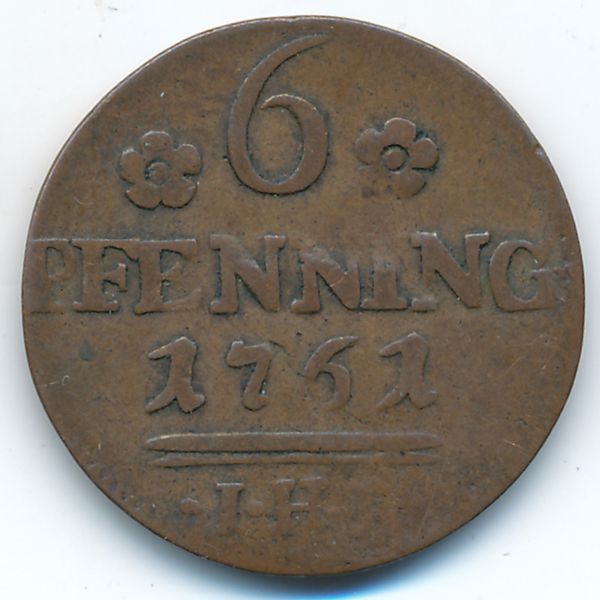 Росток, 6 пфеннигов (1752 г.)