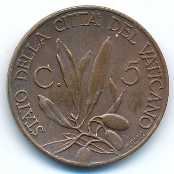 Ватикан, 5 чентезимо (1930 г.)