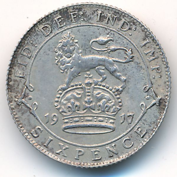 Великобритания, 6 пенсов (1917 г.)