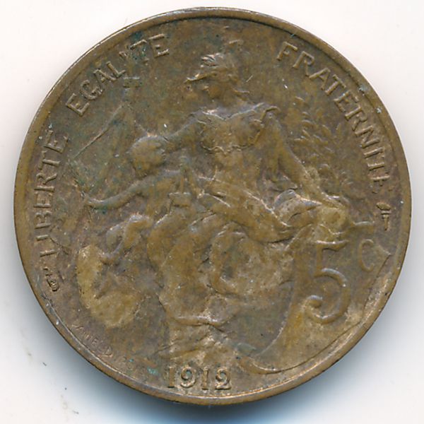 Франция, 5 сентим (1912 г.)
