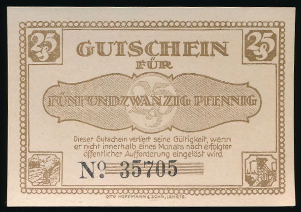 Нотгельды Германии, 25 пфеннигов (1921 г.)
