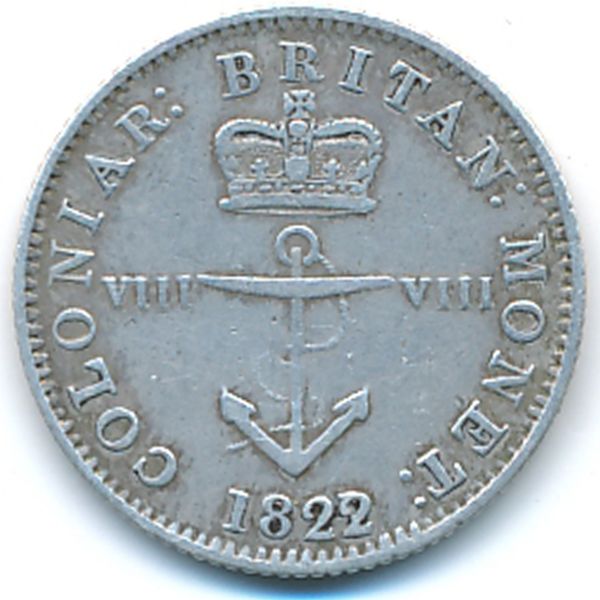 Британская Вест-Индия, 1/16 доллара (1822 г.)