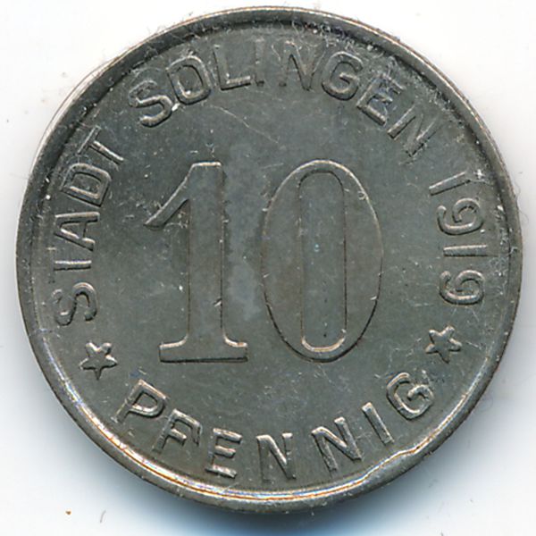 Золинген., 10 пфеннигов (1919 г.)