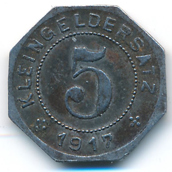 Тюбинген., 5 пфеннигов (1917 г.)