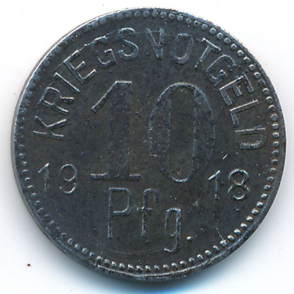 Таубербишофсхайм., 10 пфеннигов (1918 г.)