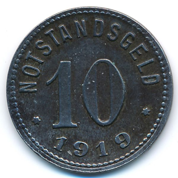 Зинциг., 10 пфеннигов (1919 г.)