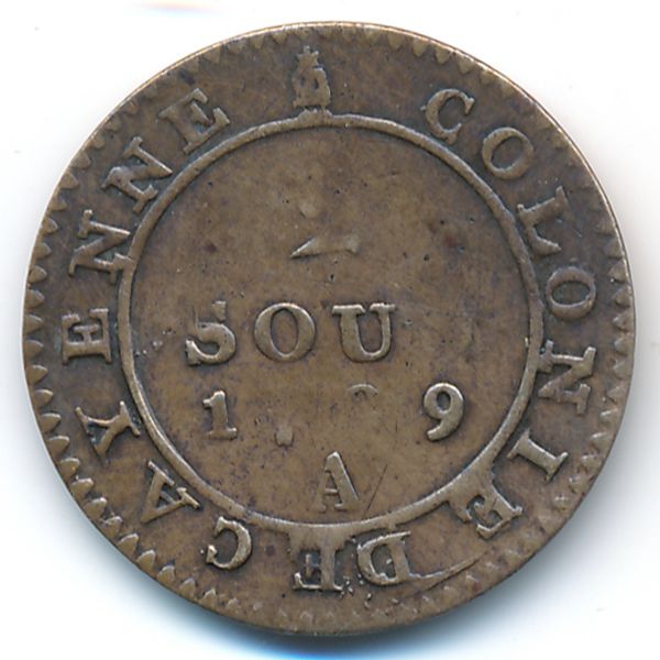 Французская Гвиана, 2 су (1789 г.)