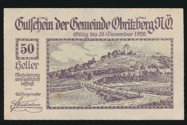 Нотгельды Австрии, 50 геллеров (1920 г.)