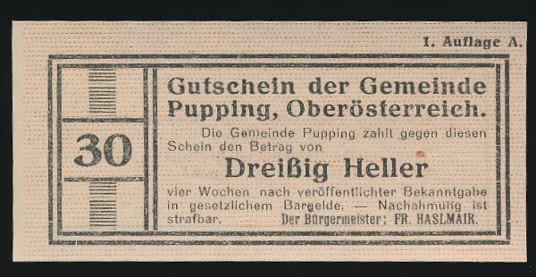 Нотгельды Австрии, 30 геллеров
