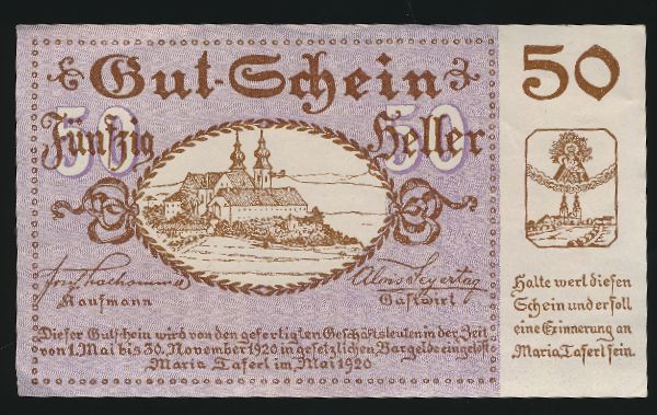 Нотгельды Австрии, 50 геллеров (1920 г.)