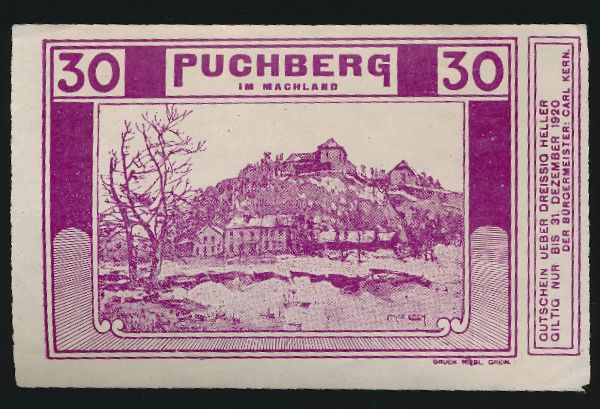 Нотгельды Австрии, 30 геллеров (1920 г.)