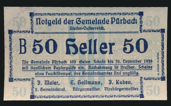 Нотгельды Австрии, 50 геллеров (1920 г.)