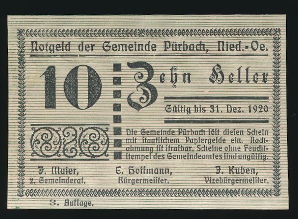 Нотгельды Австрии, 10 геллеров (1920 г.)