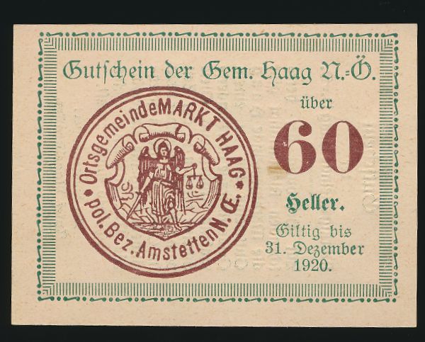 Нотгельды Австрии, 60 геллеров (1920 г.)