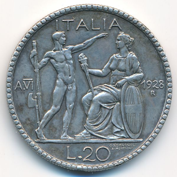 Италия, 20 лир (1928 г.)