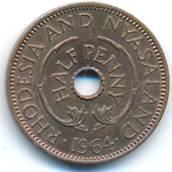 Родезия и Ньясаленд, 1/2 пенни (1964 г.)