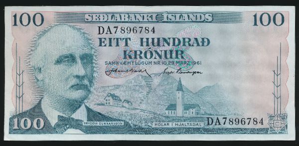 Исландия, 100 крон (1961 г.)