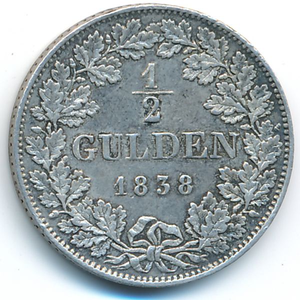 Баден, 1/2 гульдена (1838 г.)