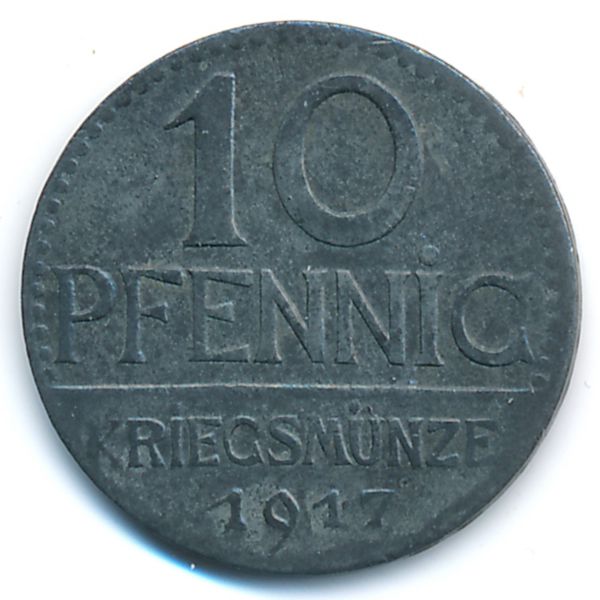 Юберлинген., 10 пфеннигов (1917 г.)