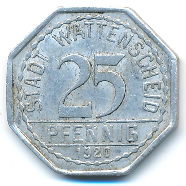 Ваттеншайд., 25 пфеннигов (1920 г.)