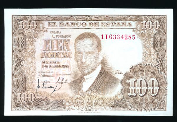 Испания, 100 песет (1953 г.)
